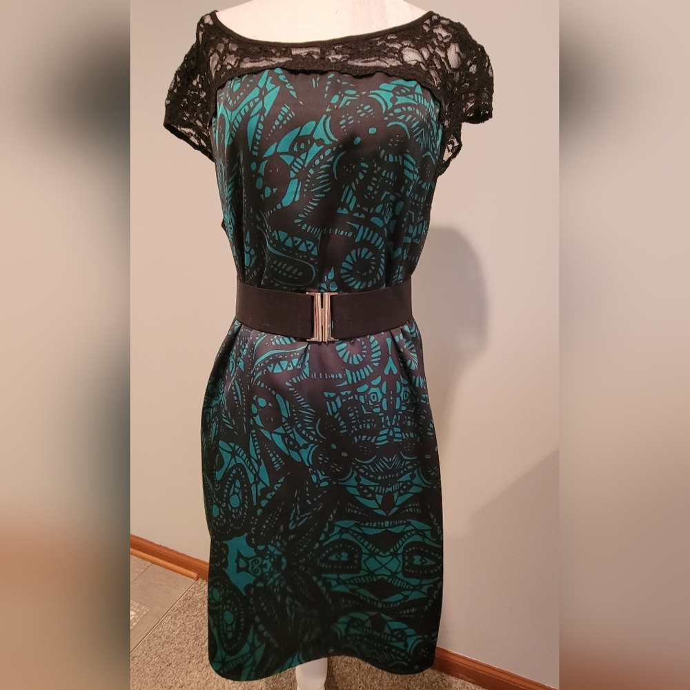 Express Green and Black Lace dress - size small